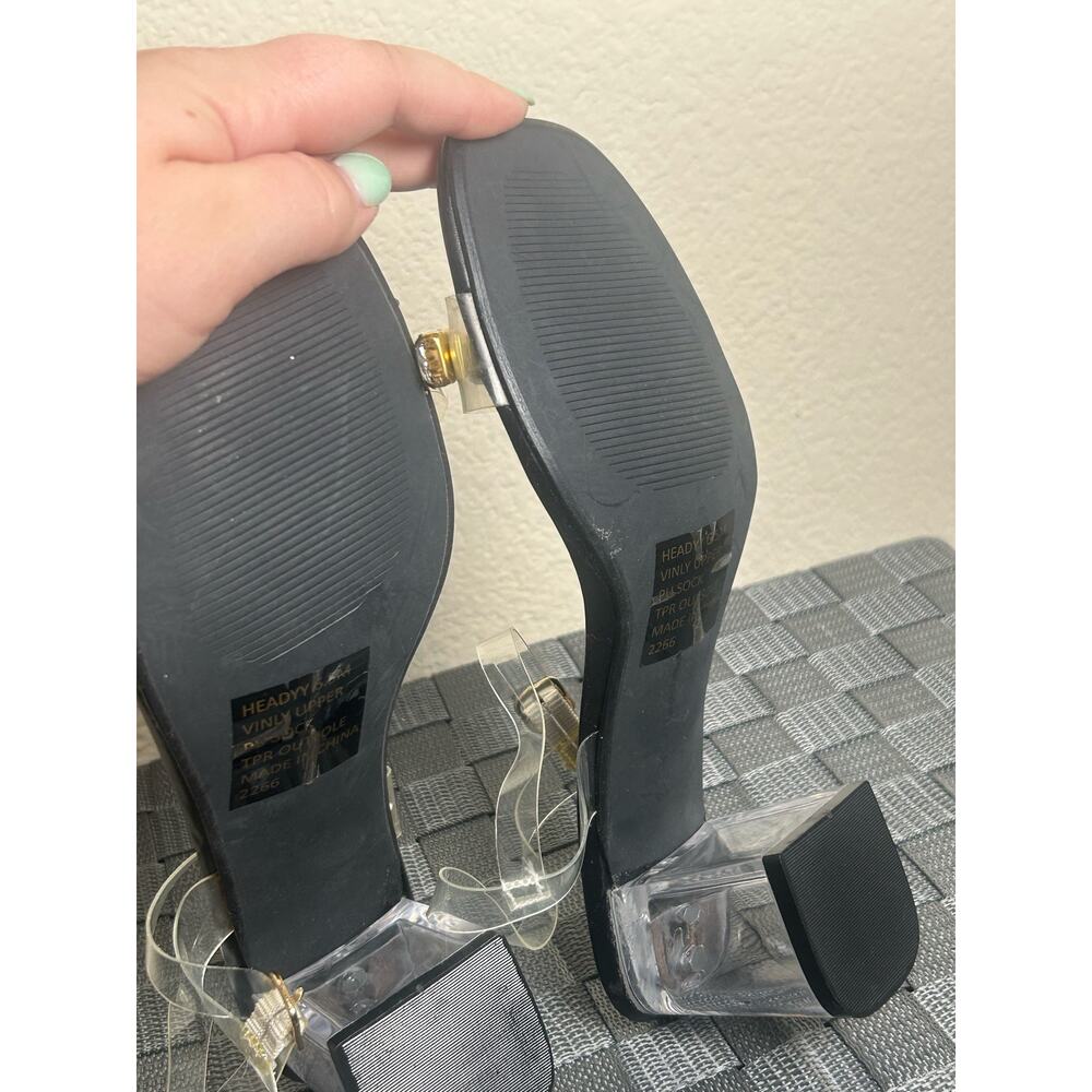 Madden Women's Size 6.5 Heels Clear Acrylic Block Heel Sandals Rhinestones - Picture 6 of 10